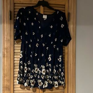 Sheer Serenity Navy Floral Top (195)